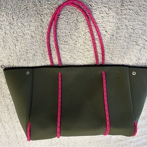Stylish Green and Pink Tote Bag